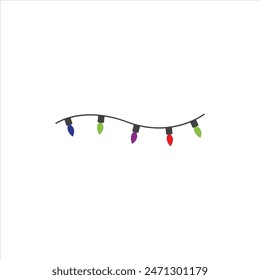 Color light vector illustration. Hanging bulb for decoration on white background