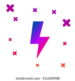 Color Lightning bolt icon isolated on white background. Flash sign. Charge flash icon. Thunder bolt. Lighting strike. Gradient random dynamic shapes. Vector Illustration