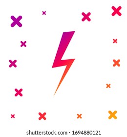 Color Lightning bolt icon isolated on white background. Flash icon. Charge flash icon. Thunder bolt. Lighting strike. Gradient random dynamic shapes. Vector Illustration