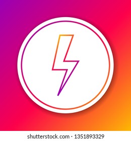 Color Lightning bolt line icon isolated on color background. Flash icon. Charge flash icon. Thunder bolt. Lighting strike. Circle white button. Vector Illustration