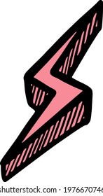 Color lightning thunder icon hand drawn