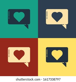 Color Like and heart icon isolated on color background. Counter Notification Icon. Follower Insta. Vintage style drawing. Vector Illustration