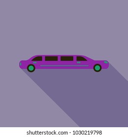 color limo. limousine. hearse. Flat vector illustration. Isolate. Luxary vehicle. Side view