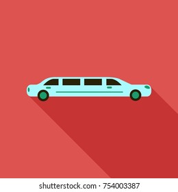 color limo. limousine. hearse. Flat vector illustration. Isolate. Luxary vehicle. Side view