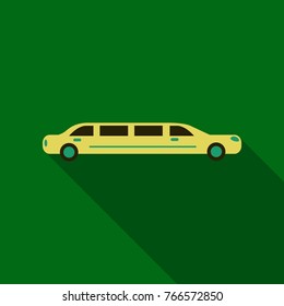 color limo. limousine. hearse. Flat vector illustration. Isolate. Luxary vehicle. Side view