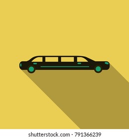 color limo. limousine. hearse. Flat vector illustration. Isolate. Luxary vehicle. Side view