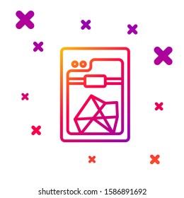 Color line 3D printer icon isolated on white background. Gradient random dynamic shapes. Vector Illustration