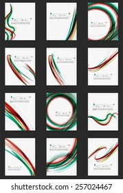 Color line abstract background set. Modern wave template