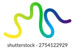 Color Line Abstract Shape. Vector Wave Element with Blue, Yellow and Green Color Gradient. Swirl Wavy Doodle Line.