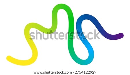 Color Line Abstract Shape. Vector Wave Element with Blue, Yellow and Green Color Gradient. Swirl Wavy Doodle Line.