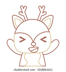 color line adorable and cheerful deer wild animal