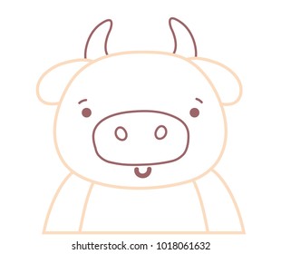 color line adorable and happy cow wild animal