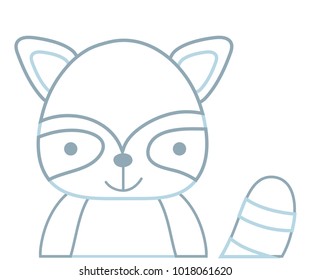 color line adorable and happy raccoon wild animal