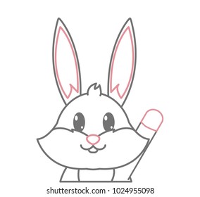 color line adorable rabbit cute animal character