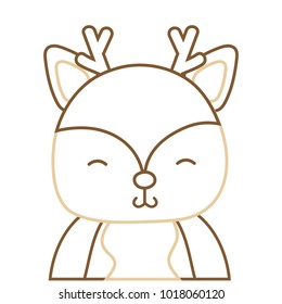 color line adorable and shy deer wild animal