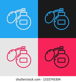Color line Aftershave icon isolated on color background. Cologne spray icon. Male perfume bottle. Vintage style drawing. Vector Illustration