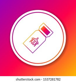 Color line Airline ticket icon isolated on color background. Plane ticket. Circle white button. Vector Illustration