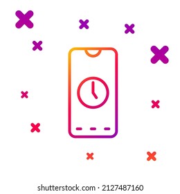 Línea de color Aplicación de reloj de alarma icono de interfaz de smartphone aislado en fondo blanco. Gradiente formas dinámicas aleatorias. Vector