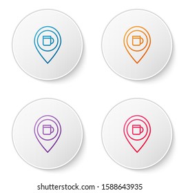 Color line Alcohol or beer bar location icon isolated on white background. Symbol of drinking, pub, club, bar. Set icons in circle buttons. Vector Illustration
