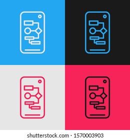 Color line Algorithm icon isolated on color background. Algorithm symbol design from Artificial Intelligence collection. Vintage style drawing. Vector Illustration