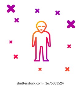 Color line Alien icon isolated on white background. Extraterrestrial alien face or head symbol. Gradient random dynamic shapes. Vector Illustration
