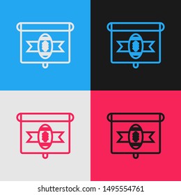 Color line American football on tv program icon isolated on color background. Vintage style drawing. Vector Illustration