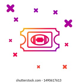 Color line American Football ticket icon isolated on white background. Gradient random dynamic shapes. Vector Illustration