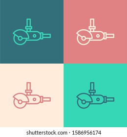 Color line Angle grinder icon isolated on color background.  Vector Illustration