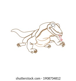 color line animal komodo icon vector illustration