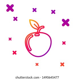 Color line Apple icon isolated on white background. Fruit with leaf symbol. Gradient random dynamic shapes. Vector Illustration
