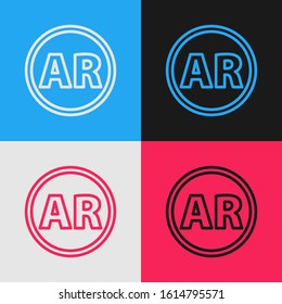 Color line Ar, augmented reality icon isolated on color background. Vintage style drawing. Vector Illustration