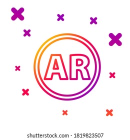 Línea de color Ar, icono de realidad aumentada aislado en fondo blanco. Gradiente formas dinámicas aleatorias. Ilustración vectorial