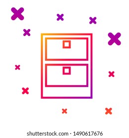 Color line Archive papers drawer icon isolated on white background. Drawer with documents. File cabinet drawer. Office furniture. Gradient random dynamic shapes. Vector Illustration