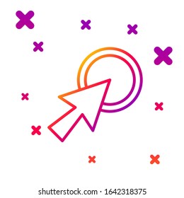 Color line Arrow cursor icon isolated on white background. Gradient random dynamic shapes. Vector Illustration