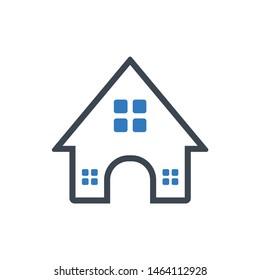 Color line art home icon vector illustration on white background