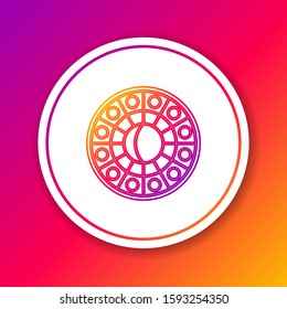 Color line Astrology horoscope circle with zodiac icon isolated on color background. Circle white button. Vector Illustration