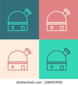 Color line Astronomical observatory icon isolated on color background.  Vector Illustration