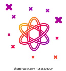 Color line Atom icon isolated on white background. Symbol of science, education, nuclear physics, scientific research. Gradient random dynamic shapes. Vector Illustration