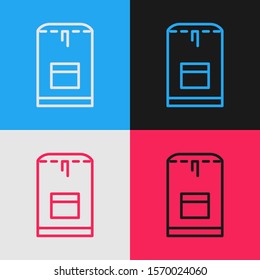 Color line Backpack icon isolated on color background. Diving underwater equipment. Vintage style drawing. Vector Illustration