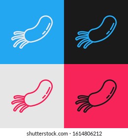 Color line Bacteria icon isolated on color background. Bacteria and germs, microorganism disease causing, cell cancer, microbe, virus, fungi. Vintage style drawing. Vector Illustration