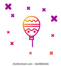 Color line Balloons with ribbon icon isolated on white background. Happy Easter. Gradient random dynamic shapes. Vector Illustration