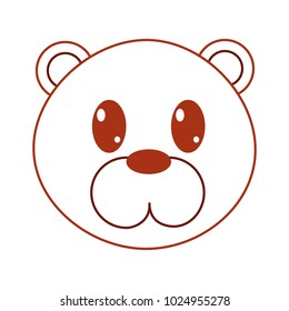 color line bear head cute animal character
