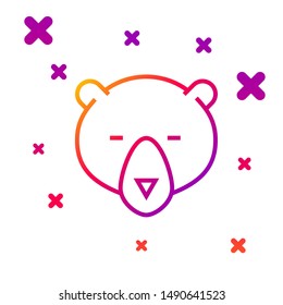 Color line Bear head icon isolated on white background. Gradient random dynamic shapes. Vector Illustration