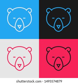 Color line Bear head icon isolated on color background. Vintage style drawing. Vector Illustration