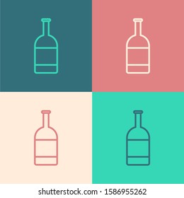 Color line Beer bottle icon isolated on color background.  Vector Illustration