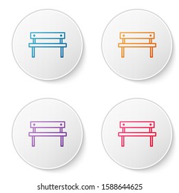 Color line Bench icon isolated on white background. Set icons in circle buttons. Vector Illustration