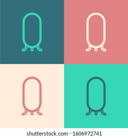 Color line Big full length mirror for bedroom, shops, backstage icon isolated on color background.  Vector Illustration