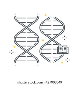 Color line, biology, gene illustration, icon, background and graphics. The illustration is colorful, flat, vector, pixel perfect, suitable for web and print. Linear stokes and fills.