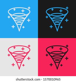 Color line Black hole icon isolated on color background. Space hole. Collapsar. Vintage style drawing. Vector Illustration