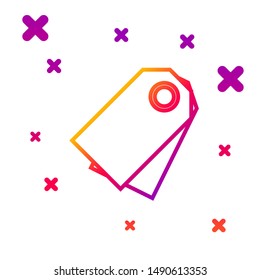 Color line Blank label template price tag icon isolated on white background. Empty shopping discount sticker. Template discount banner. Gradient random dynamic shapes. Vector Illustration